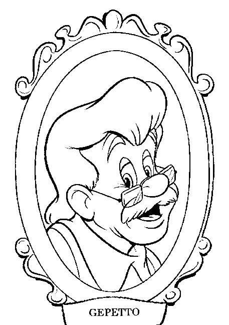 coloriage portrait de gepetto le papa de pinocchio